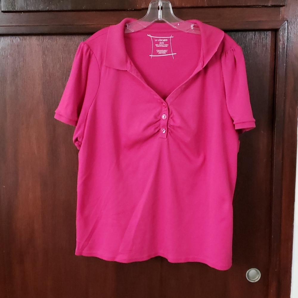 Hot pink button up shirt